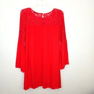Dee Elle Tangerine Orange Lace Mini Dress Small